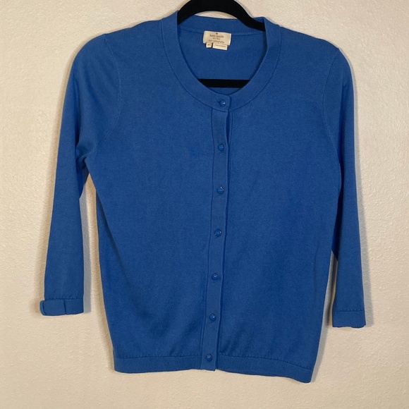Kate Spade silk cornflower blue bow cardigan - Picture 3 of 10
